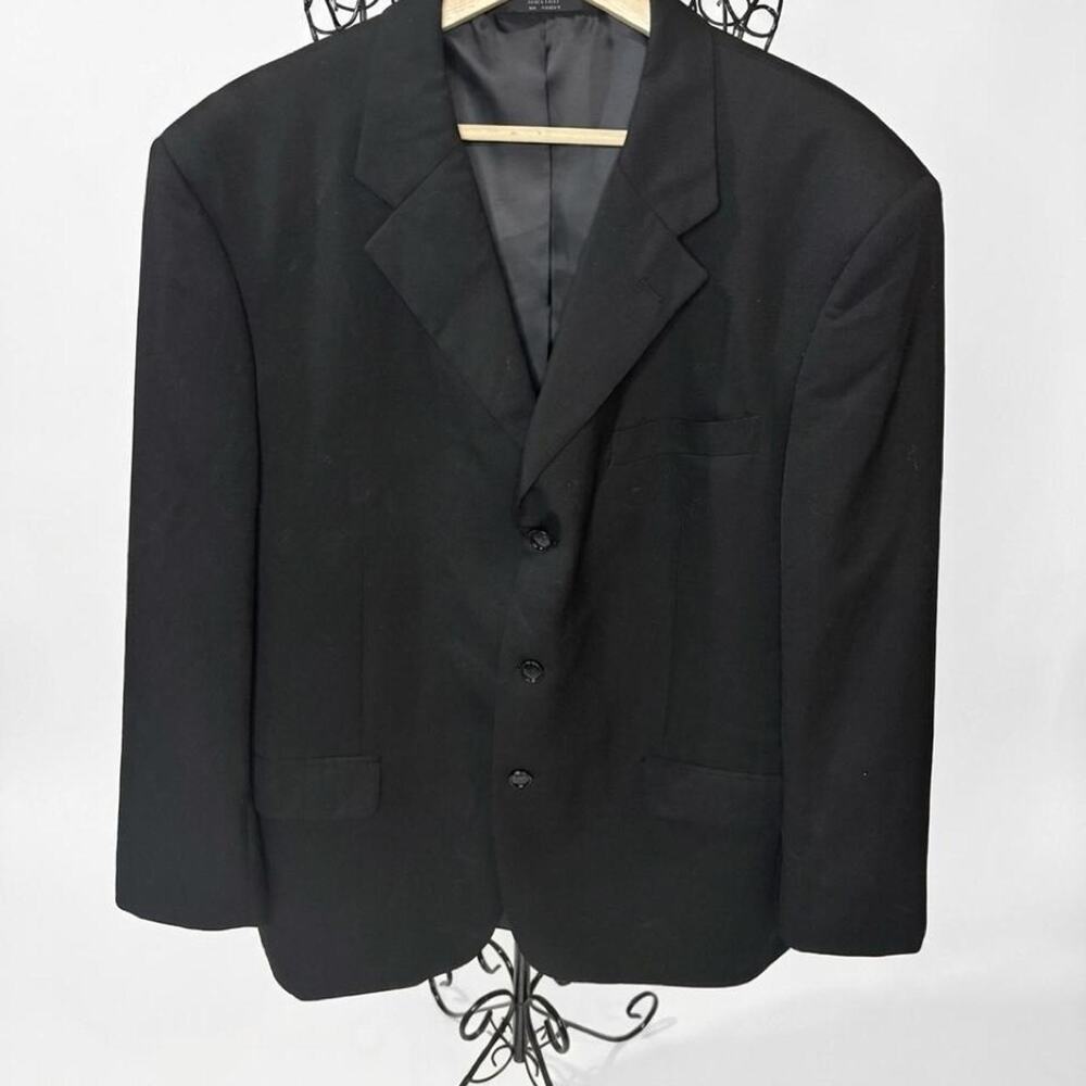 Vintage Albert Nipon Mens Black Wool Sport Coat 3 Button Classic 42